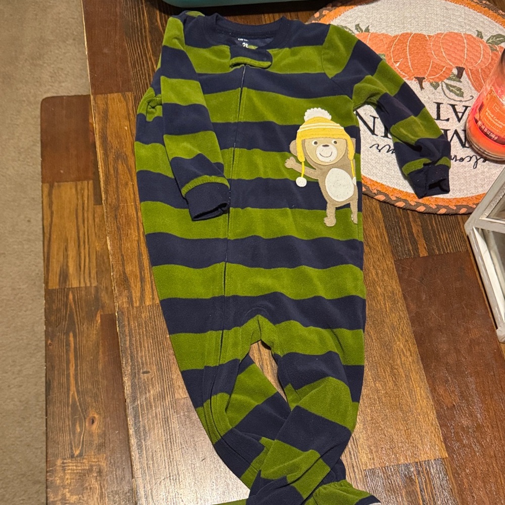 Carter's Navy and Olive Striped Footie
